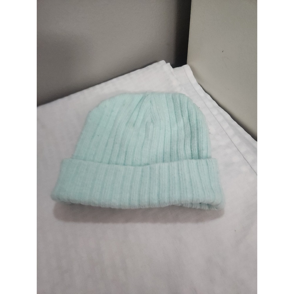 Time and Tru Mint Green Ribbed Knit Cuffed Beanie Hat One Size